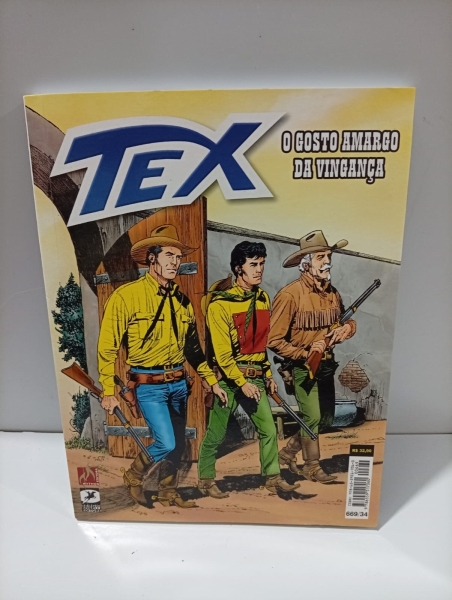 Gibi Tex Coleção Número 669 com a História O Gosto Amargo da Vingança, Publicado pela Editora Mythos em Formato de Bolso com Páginas em Preto e Branco, Ótimo Estado.