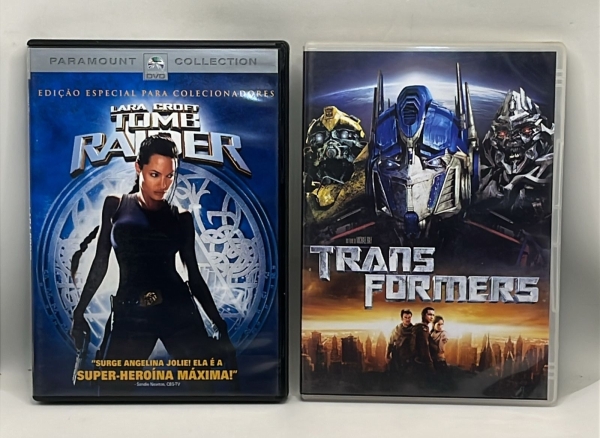 Lote com dois filmes em DVD, sendo Lara Croft Tomb Raider Edição Especial para Colecionadores e Transformers Filme de Ação e Ficção