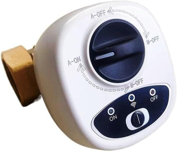 Válvula de Água Inteligente Wi-Fi com Conexão Metálica em Latão para Controle Sem Fio, Dispositivo de Corte de Fluxo com Seletor Manual e Indicadores LED de Funcionamento.