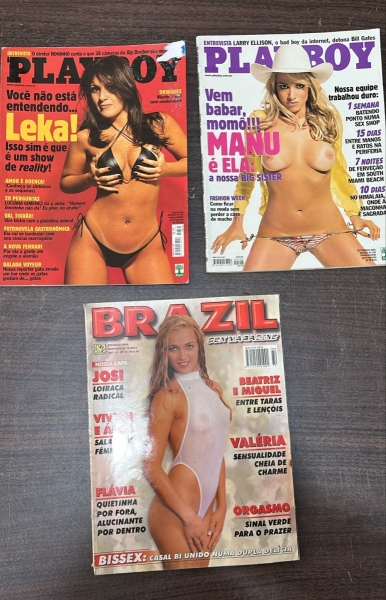 Lote de 3 Revistas Eróticas Playboy e Brazil(Leka, Manu BBB e Outros)