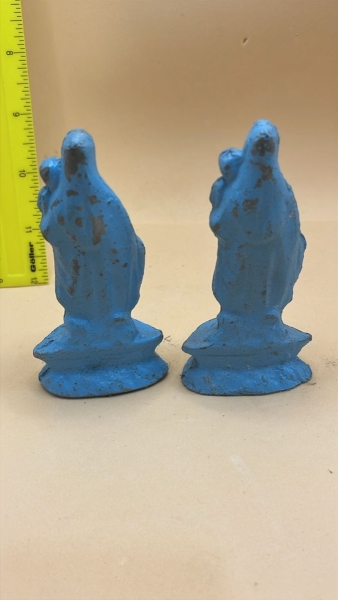 Par De Estatuetas Nossa Senhora Dos Navegantes Antiga Aluminio 9,5cm Imagem Sacra Religiosa Vintage