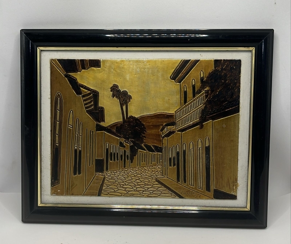 Antigo Quadro Pintado em Metal Assinado Paulo 97 - 26x21cm
