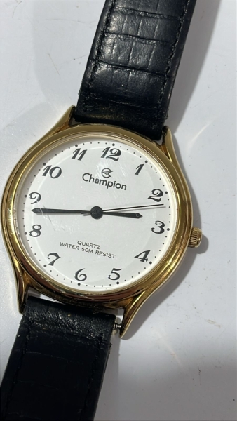 Relógio Champion Masculino Quartz Clássico Dourado CH22233 Pulseira Couro
