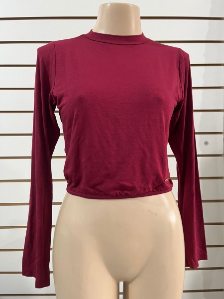 Camisa manga longa cropped STRUTURA feminina nova na cor rosa Tamanho G1