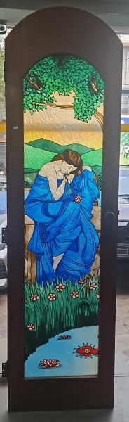 Joias . Bela porta interna com vitral em acrílico muito colorida. Vitral bem ...