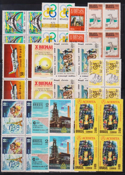 Joias . Brasil - Seleção de 12 quadras de selos comemorativos d foto 2