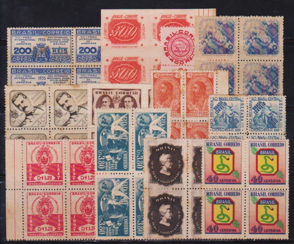 Joias . Brasil - Seleção de 12 quadras de selos comemorativos d foto 3