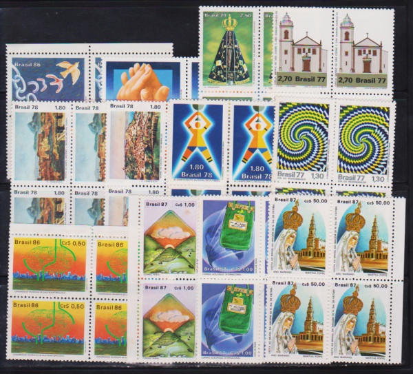 Joias . Brasil - Seleção de 12 quadras de selos comemorativos d foto 5