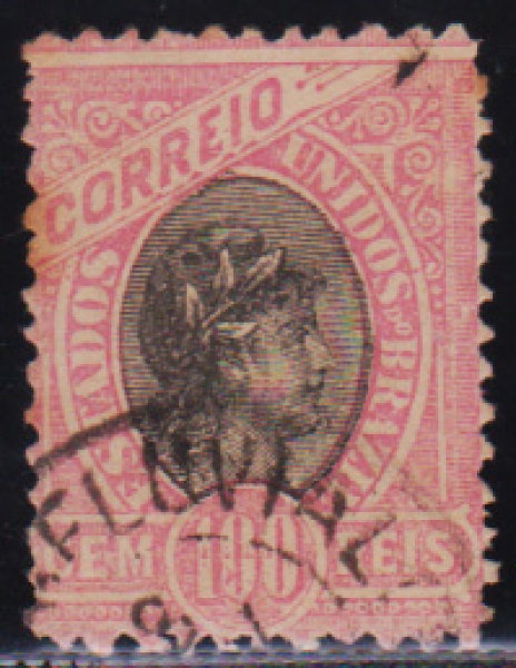 Joias . Brasil 1894 - Selo de 100 réis Madrugada Republicana, F foto 1