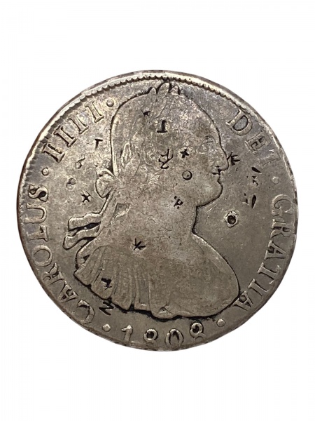 Joias . Bolívia, 8 Reales 1808 PJ, Possui Chopmarks chineses, Prata.