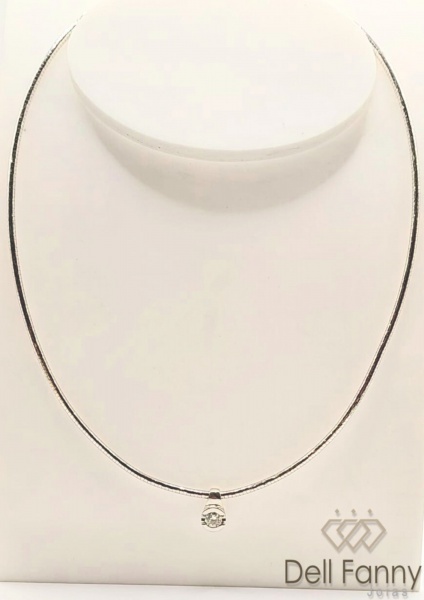 Joias . Gargantilha em ouro branco 18k 40cm com pingente em ouro branco 18k c/ diamante ...