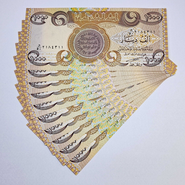 Lote 292 Cédula do Iraque - 1000 Dinars - 2003 - P93a - 10 Cédulas - FE Valor de venda: R$ 75,00