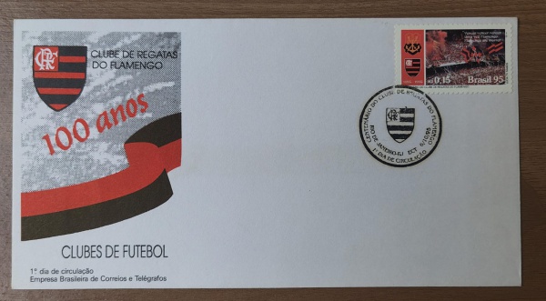 Lote 45 FILATELIA/ BRASIL  / 100  ANOS  CLUB  REGATAS FLAMENGO Valor de venda: R$ 15,00