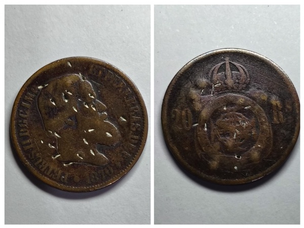 Lote 206 MOEDAS/ BRASIL/ 20 REIS  1870 Valor inicial: R$ 35,00