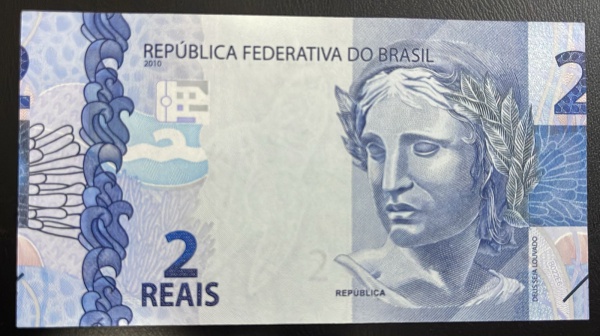 Joias . ERRO DE CORTE - CEDULA DO BRASIL - 2 REAIS - NÃO CLASSIFICADA - FLOR DE ESTAMPA.