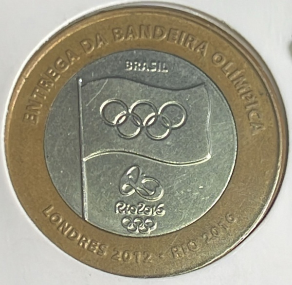 Joias . BANDEIRA - MOEDA DO BRASIL - 1 REAL 2016 (COMEMORATIVA DOS JOGOS OLIMPICOS DO ...
