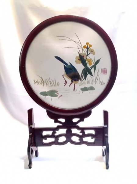Joias . Painel decorativo de bordado chinês feito à mão em seda foto 8