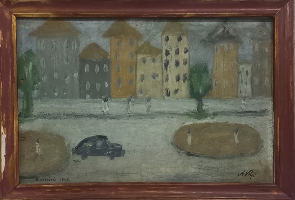 Arte . VOLPI, ALFREDO óleo sobre cartão paisagem com casario medida ... DI CAVALCANTI, EMILIANO gravura casal medindo 36 x 54 cm ... DI CAVALCANTI, EMILIANO óleo sobre cartão "Mulata" ... KAMINAGAI, TADASHI  foto 8