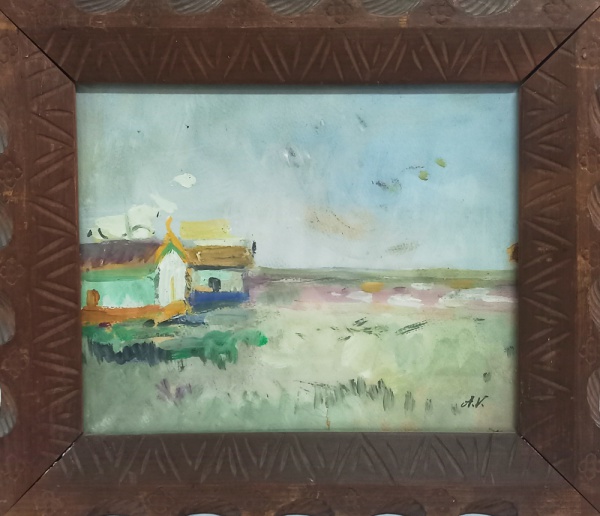 Arte . VOLPI, ALFREDO óleo sobre cartão paisagem com casario medida ... DI CAVALCANTI, EMILIANO gravura casal medindo 36 x 54 cm ... DI CAVALCANTI, EMILIANO óleo sobre cartão "Mulata" ... KAMINAGAI, TADASHI  foto 1
