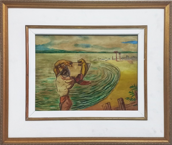 Arte . VOLPI, ALFREDO óleo sobre cartão paisagem com casario medida ... DI CAVALCANTI, EMILIANO gravura casal medindo 36 x 54 cm ... DI CAVALCANTI, EMILIANO óleo sobre cartão "Mulata" ... KAMINAGAI, TADASHI  foto 6