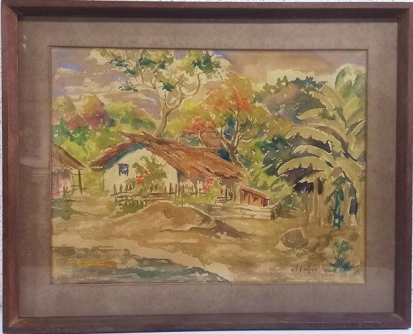 Arte . VOLPI, ALFREDO óleo sobre cartão paisagem com casario medida ... DI CAVALCANTI, EMILIANO gravura casal medindo 36 x 54 cm ... DI CAVALCANTI, EMILIANO óleo sobre cartão "Mulata" ... KAMINAGAI, TADASHI  foto 5