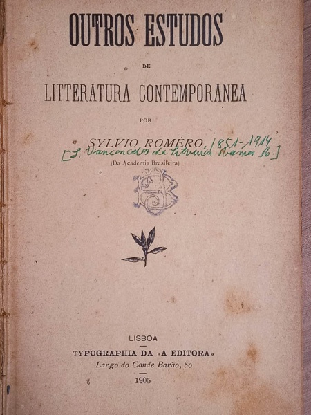 Arte . Sylvio Romero e Arthur Guimarães - Estudos Sociaes. O B foto 2