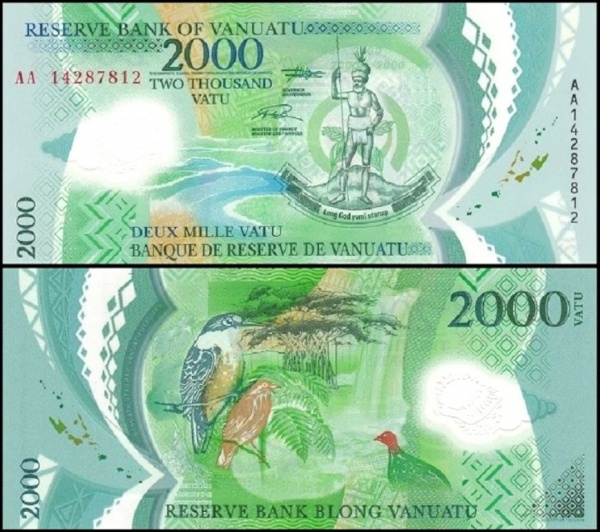 Lote 1009 VANUATU - CEDULA EM POLIMERO  - CEDULA DE 2000 VATU DO ANO 2014 - EM ESTADO ... Valor inic