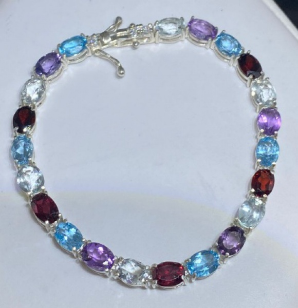 Joias . Pulseira Riviera em prata 950 gemas ametista natural, c foto 3