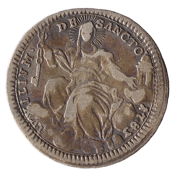 Lote 9 Estados Papais, Papa Pio VI, Quinto di Scudo Romano 1783 An. IX. Prata. 5.2g Valor atual: R$