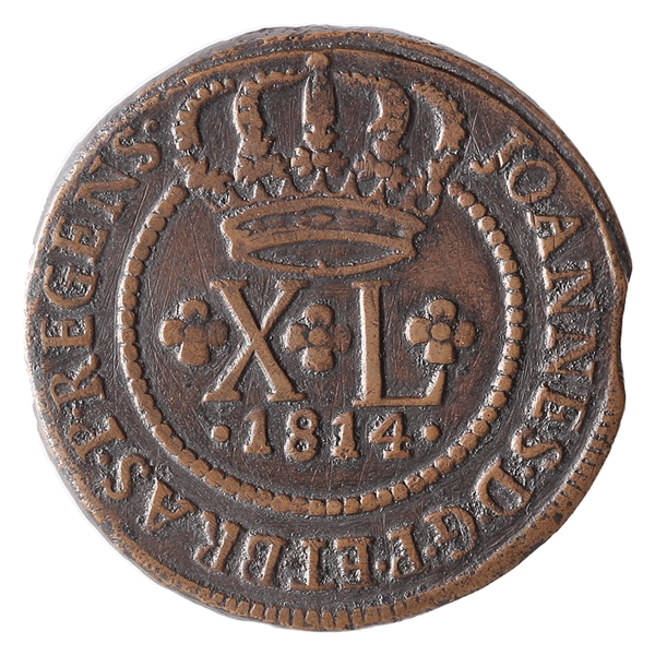 Lote 375 Brasil, XL Réis, 1814B. Cobre. Sob-. Linda Valor atual: R$ 70,00