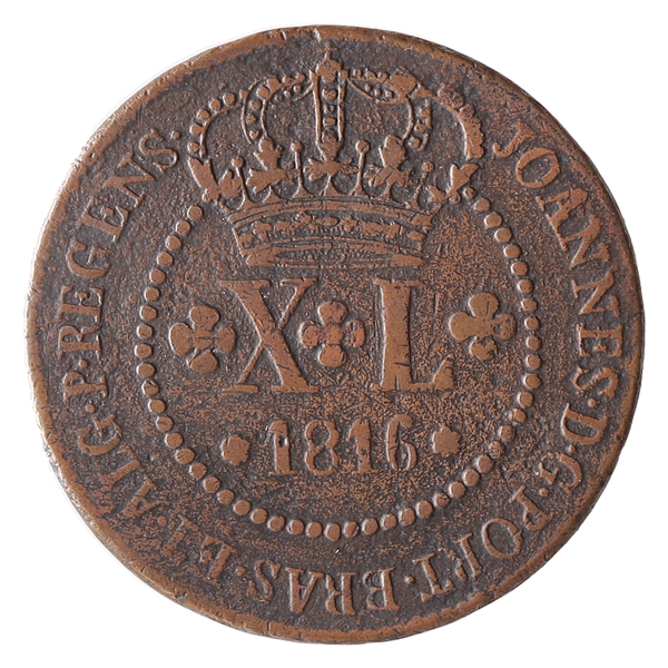 Lote 378 Brasil, XL Réis, 1816R. Cobre. Série Especial - Rara. MBC- Valor atual: R$ 42,00