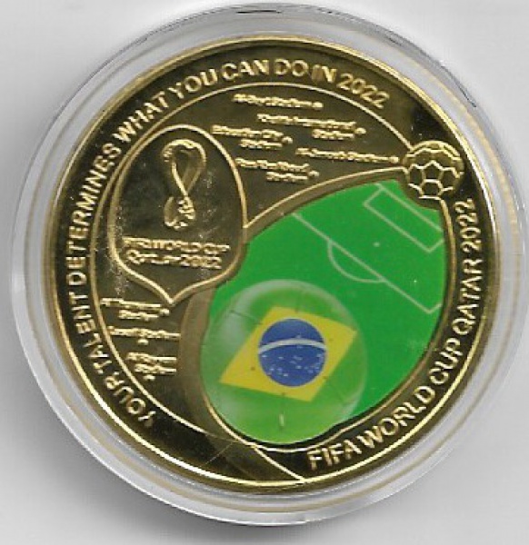 Lote 271 Medalha Copa do Mundo 2022 Qatar - Brasil d. 40 mm (Lt 271) Valor atual: R$ 18,00