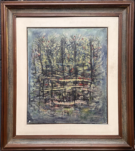 Joias . Antônio Bandeira (1922-1967),Composição abstrata com paisagem de árvores ...