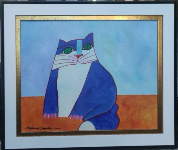 Arte . ALDEMIR MARTINS (1922-2006), Gato, 2000,  acrílico sobre tela, assinatura ...
