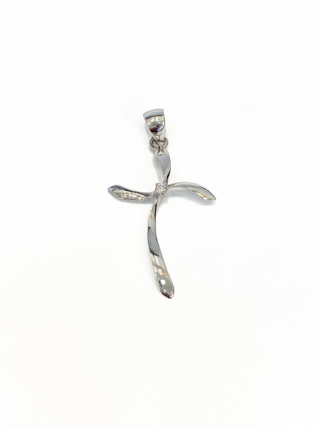 PINGENTE, EM OURO BRANCO, 18K, DIAMANTE, CRUZ, TAMANHO: 3,0 CM, PESO: 1.26 gr, DIAMANTES: 1X 0,045, TOTAL DE : 0.045 CT | REF: M13018 | REF:M13018