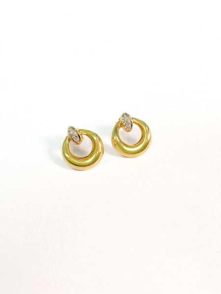 BRINCO, EM OURO AMARELO, 18K, DIAMANTE, NÃO DEFINIDO, TAMANHO: 1,5CM, PESO: 4.2 gr, LAPIDAÇÃO: 8/8, DIAMANTES: 4X 0,006 -I3 - L, TOTAL DE : 0.024 CT | REF: T12810 | REF:T12810