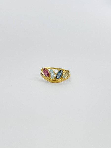 PIERCING, EM OURO AMARELO, 18K, TURMALINA, TAMANHO: 1,4 CM, PESO: 1.17 gr, LAPIDAÇÃO: NAVETE, PEDRA COLORIDA: 4X 0,071, TOTAL DE: 0.28 CT | REF: T12643 | REF:T12643