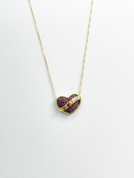 COLAR, EM OURO AMARELO, 18K, TOPAZIO, CORAÇÃO, TAMANHO: 44CM, ELO: VENEZIANO CURTO, PESO: 3.1 gr, DIAMANTES: 1X 0,003, TOTAL DE : 0.003 CT | REF: T12418 | REF:T12418