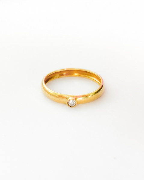 ANEL, EM OURO AMARELO, 18K, DIAMANTE, ARO: 16, PESO: 1.34 gr, DIAMANTES: 1X 0,033, TOTAL DE : 0.033 CT | REF: T12044 | REF:T12044