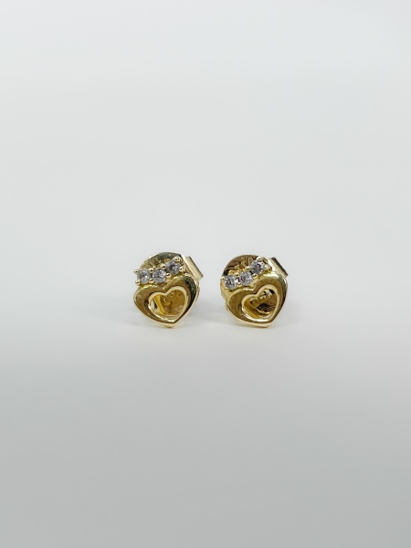 BRINCO, EM OURO AMARELO, 18K, CORAÇÃO, TAMANHO: 0,5CM, PESO: 1.3 gr, PEDRA COLORIDA: ZIRCONIA | REF: TH7965 | REF:TH7965