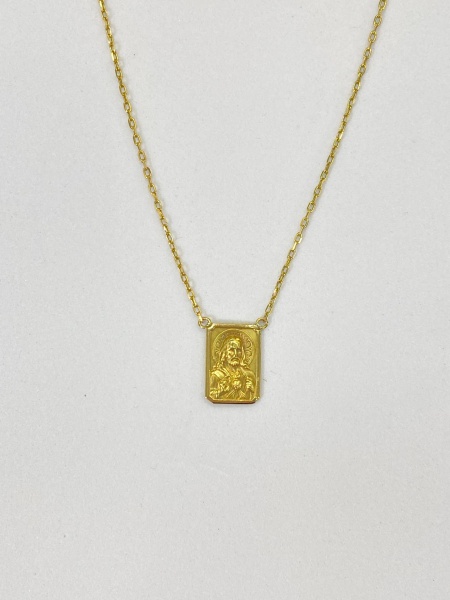 COLAR, EM OURO AMARELO, 18K, JESUS/NOSSA SENHORA, JOIAS SCRAP, TAMANHO: 62CM, ELO: CADEADO, PESO: 5,6 gr | REF: T13012