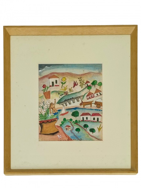 Joias . Cícero Dias (1907 - 2003). "Paisagem". Aquarela sobre papel, assinada, ...