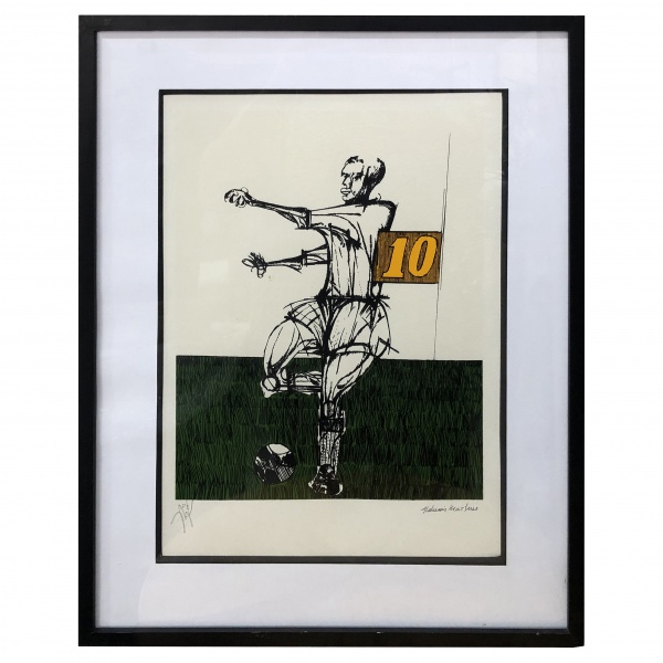 Joias . Aldemir Martins - Gravura P.I Assinada Assinada. Intitulada Jogador Camisa10. ...