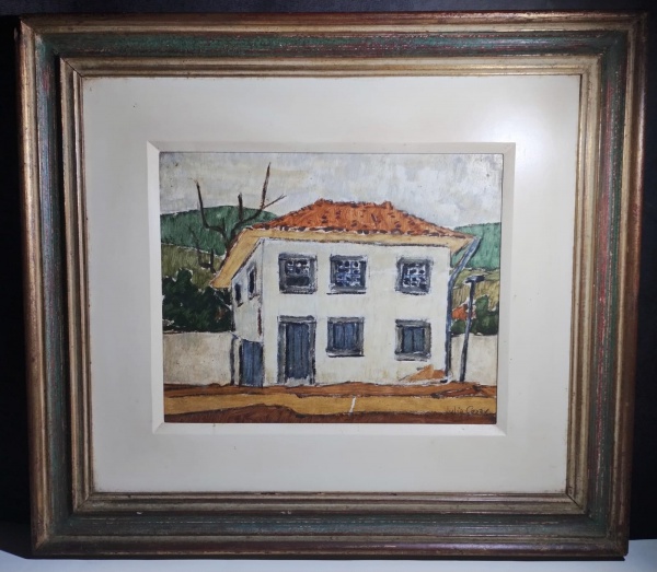 Lote 66 JÚLIO CÉSAR - Bela pintura de cunho figurativo em óleo sobre eucatex, ... Valor inicial: R$