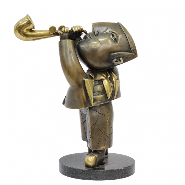Lote 72 INOS CORRADIN - Saxofonista bêbado - Bronze patinado e polido - Assinado na ... Valor inicia
