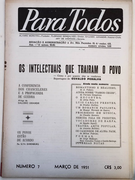 Arte . Alvaro Moreyra - Para Todos - Rio de Janeiro 1950 - N. foto 1