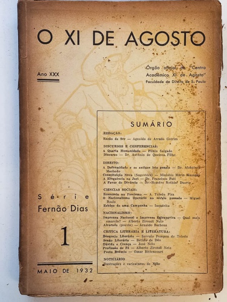 Arte . O XI de Agosto, Orgam Oficial do Centro Academico XI de foto 1