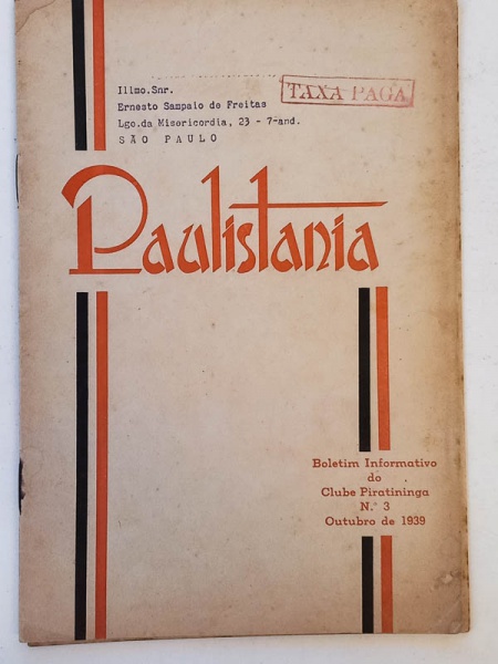 Arte . Paulistania, Órgão Oficial do Clube Piratiniga - São Pa foto 1