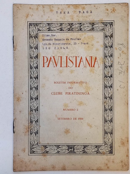 Arte . Paulistania, Órgão Oficial do Clube Piratiniga - São Pa foto 2