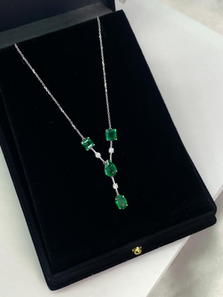 Joias . COLAR, ETERNNO, EM OURO BRANCO, 18K, PENDENTE, ESMERALDA, TAMANHO: 45CM, ELO: ...